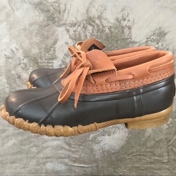 Cabela’s Brown Leather Rubber Duck Steel Shank Slip On Rain Mud Shoes Size 7 - Picture 4 of 11